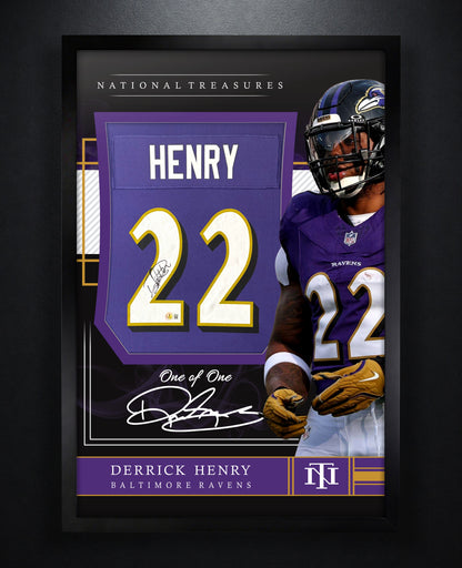 Derrick Henry Signed Baltimore Ravens Nike Jersey Framed Beckett COA - Photo of frame
