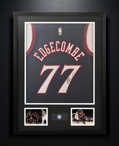 VJ Edgecombe Signed Philadelphia 76ers Nike Jersey Framed JSA COA - Photo of frame
