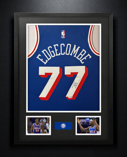 VJ Edgecombe Signed Philadelphia 76ers Nike Jersey Framed JSA COA - Photo of frame