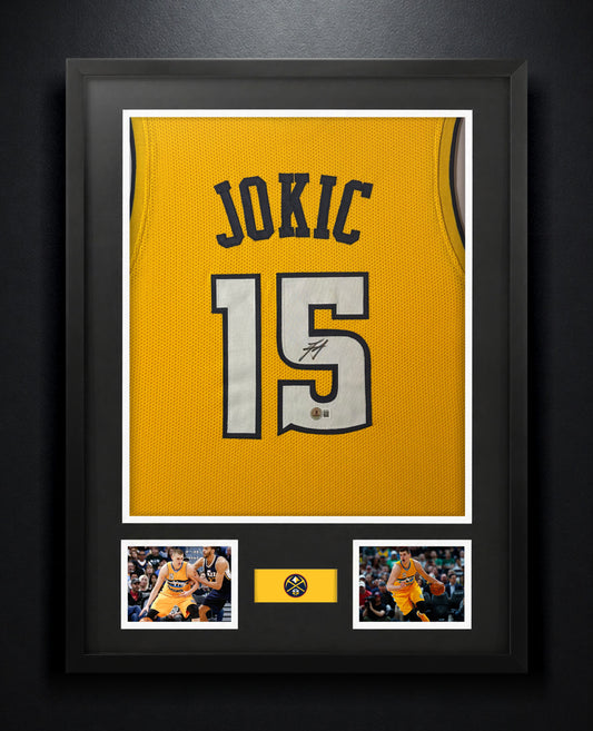 Nikola Jokic Signed Denver Nuggets Jersey Framed Beckett COA - Photo of frame