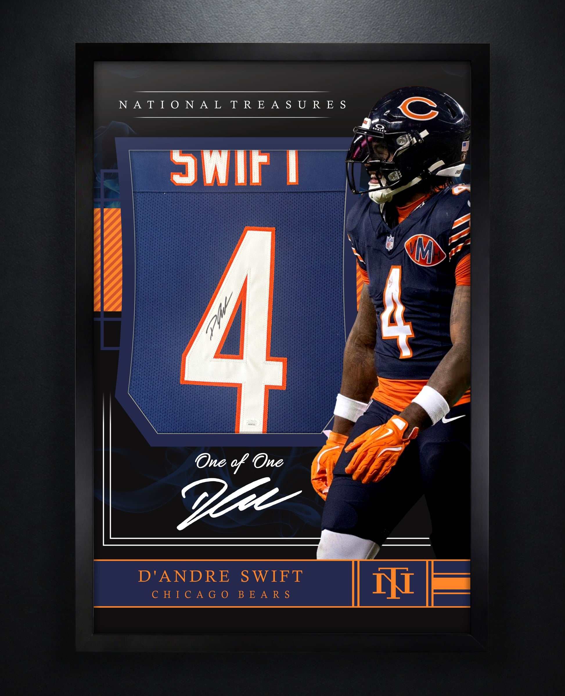 D'Andre Swift Signed Chicago Bears Jersey Framed JSA COA - Photo of frame
