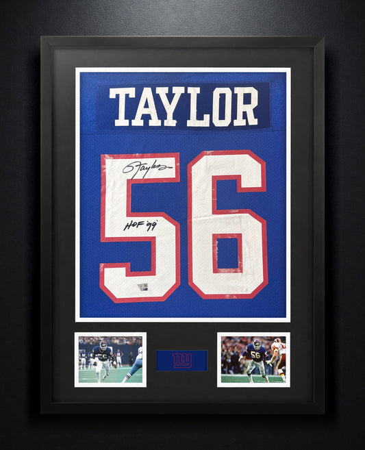 Lawrence Taylor Signed New York Giants Mitchell & Ness Jersey Framed Fanatics COA INSCRIBED - Photo of frame