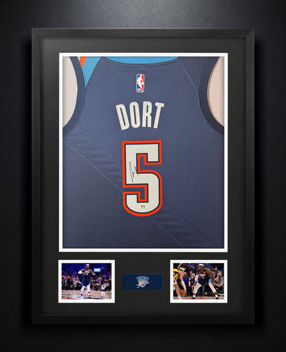 Luguentz Dort Signed Oklahoma City Thunder Nike Jersey Framed PSA COA - Photo of frame
