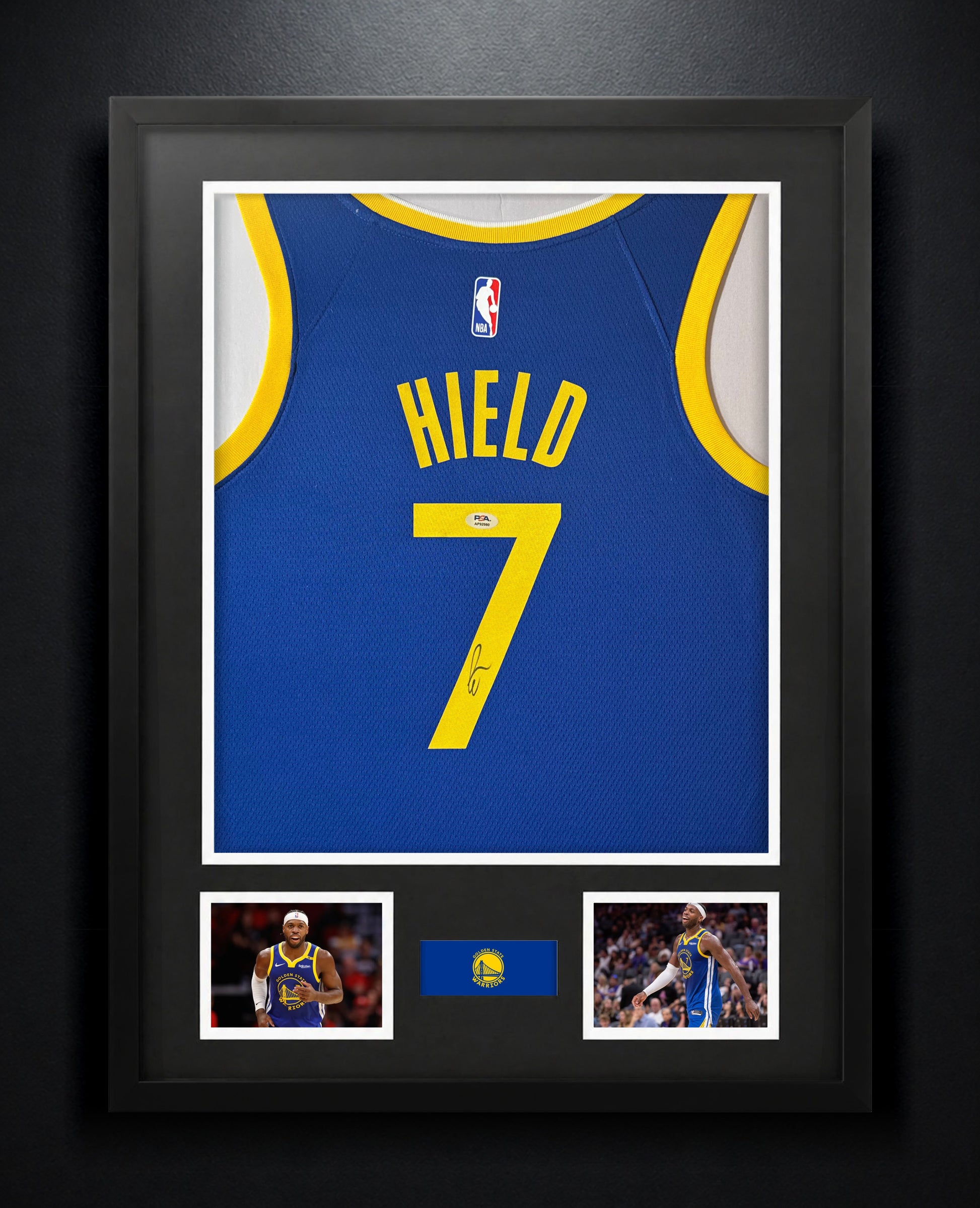 Buddy Hield Signed Golden State Warriors Nike Jersey Framed PSA COA - Photo of frame