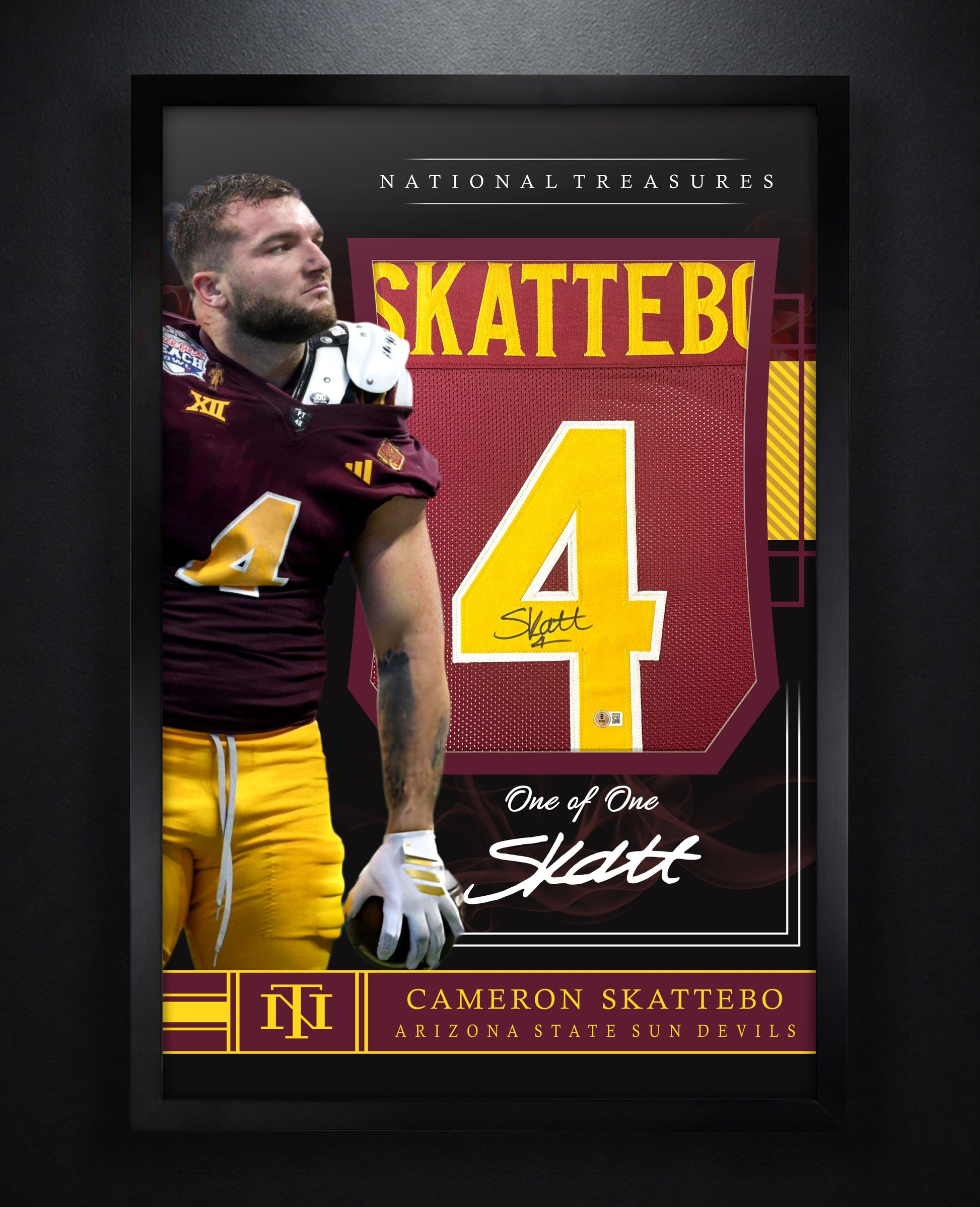 Cameron Skattebo Signed Arizona State Sun Devils Jersey Framed Beckett COA - Photo of frame