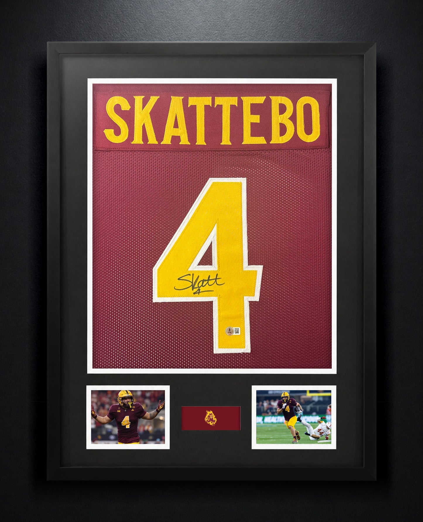 Cameron Skattebo Signed Arizona State Sun Devils Jersey Framed Beckett COA - Photo of frame