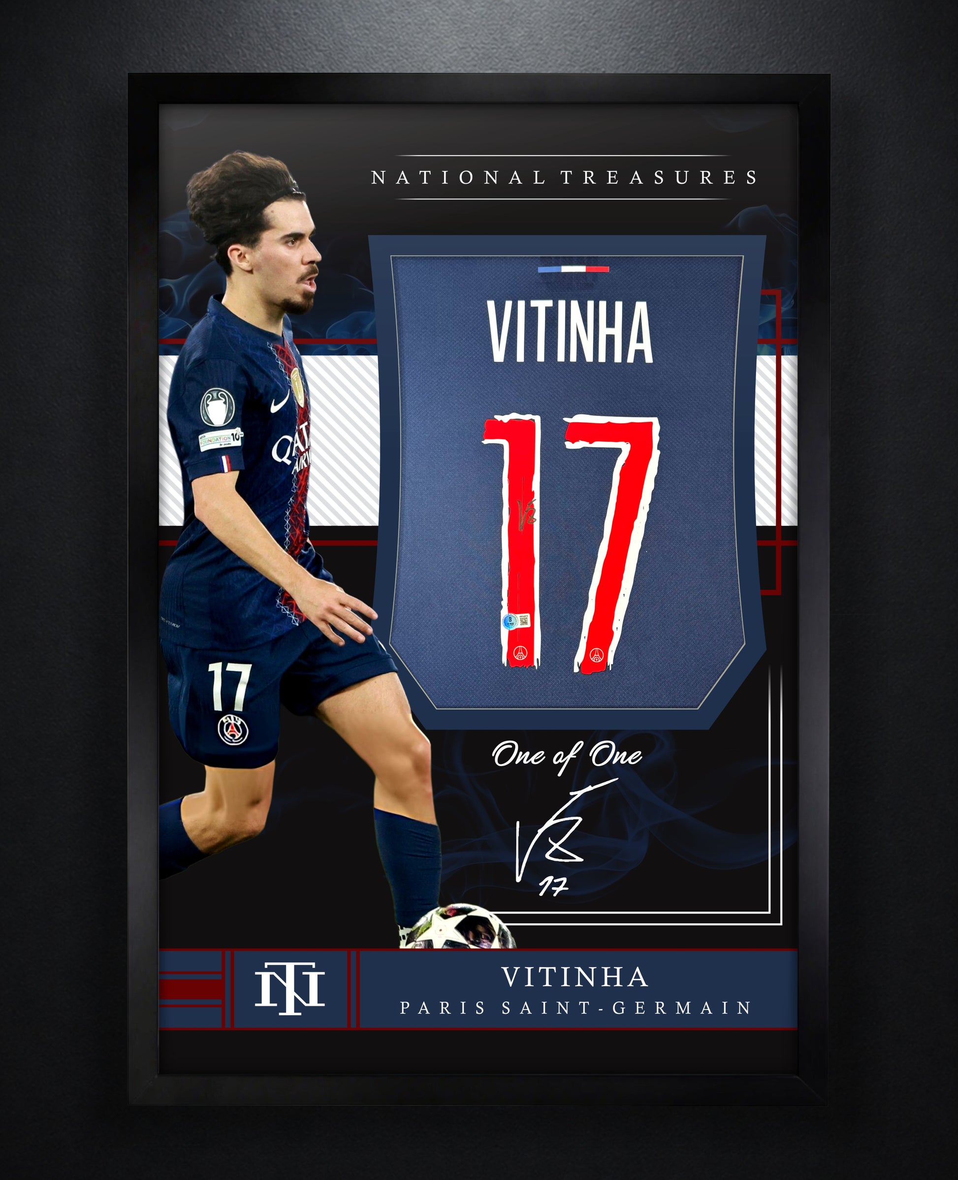 Vitinha Signed PSG Nike Jersey Framed Beckett COA - Photo of frame