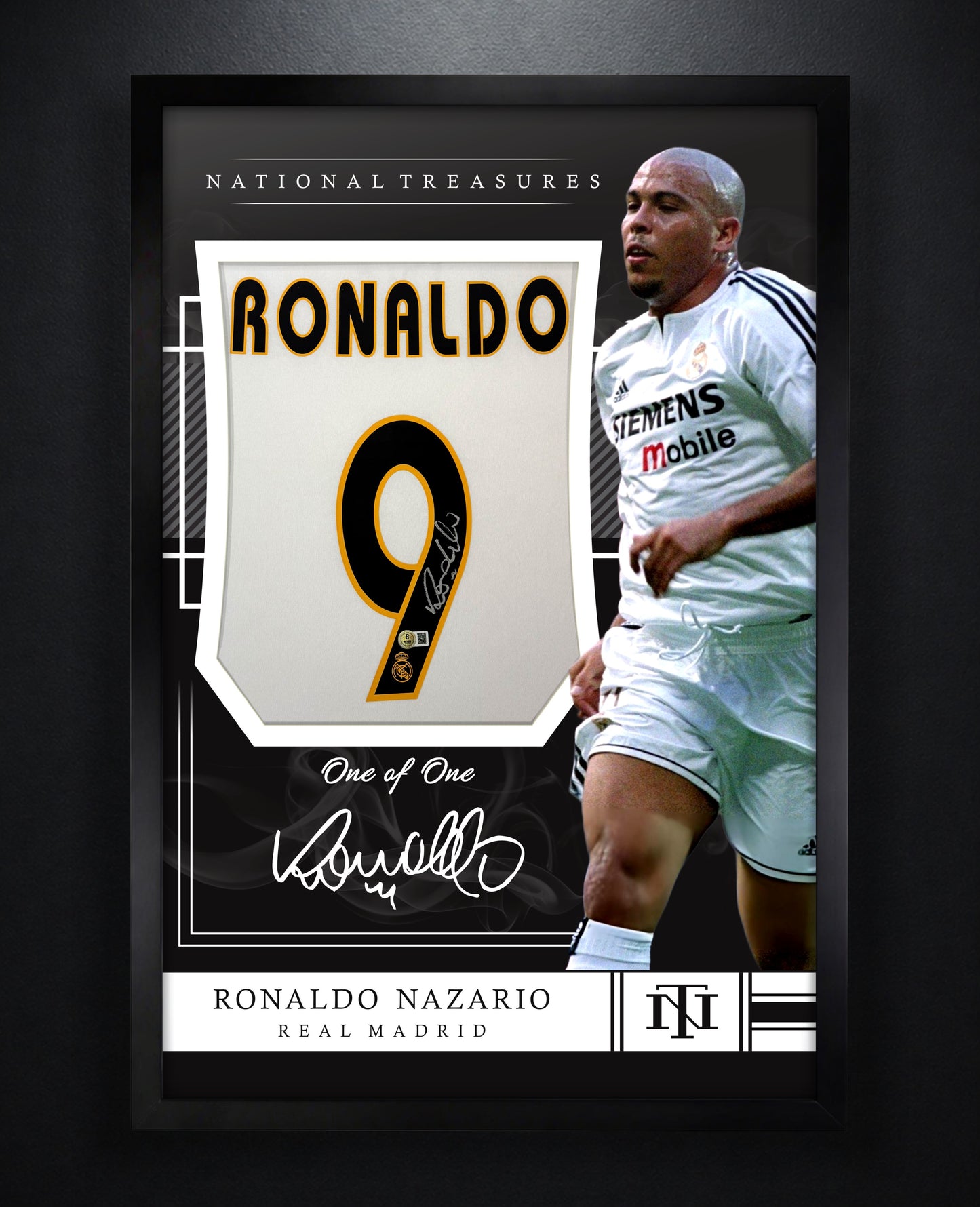 Ronaldo Nazario Signed Real Madrid Adidas Jersey Framed Beckett COA - Photo of frame