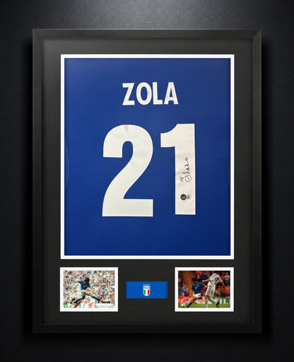Gianfranco Zola Signed Italy Nike Jersey Framed Beckett COA - Photo of frame