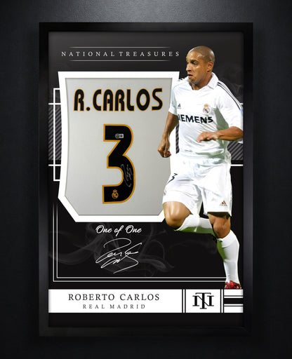 Roberto Carlos Signed Real Madrid Adidas Jersey Framed Beckett COA - Photo of frame