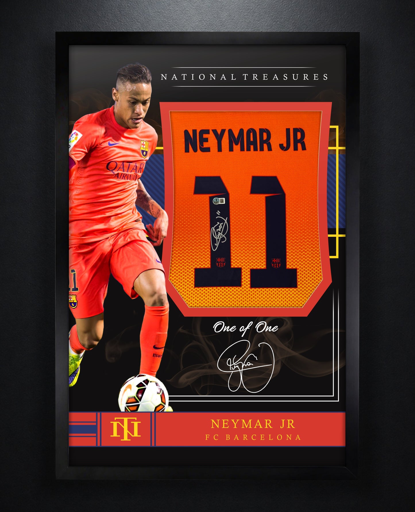 Neymar Jr Signed FC Barcelona Nike Jersey Framed Beckett COA - Photo of frame