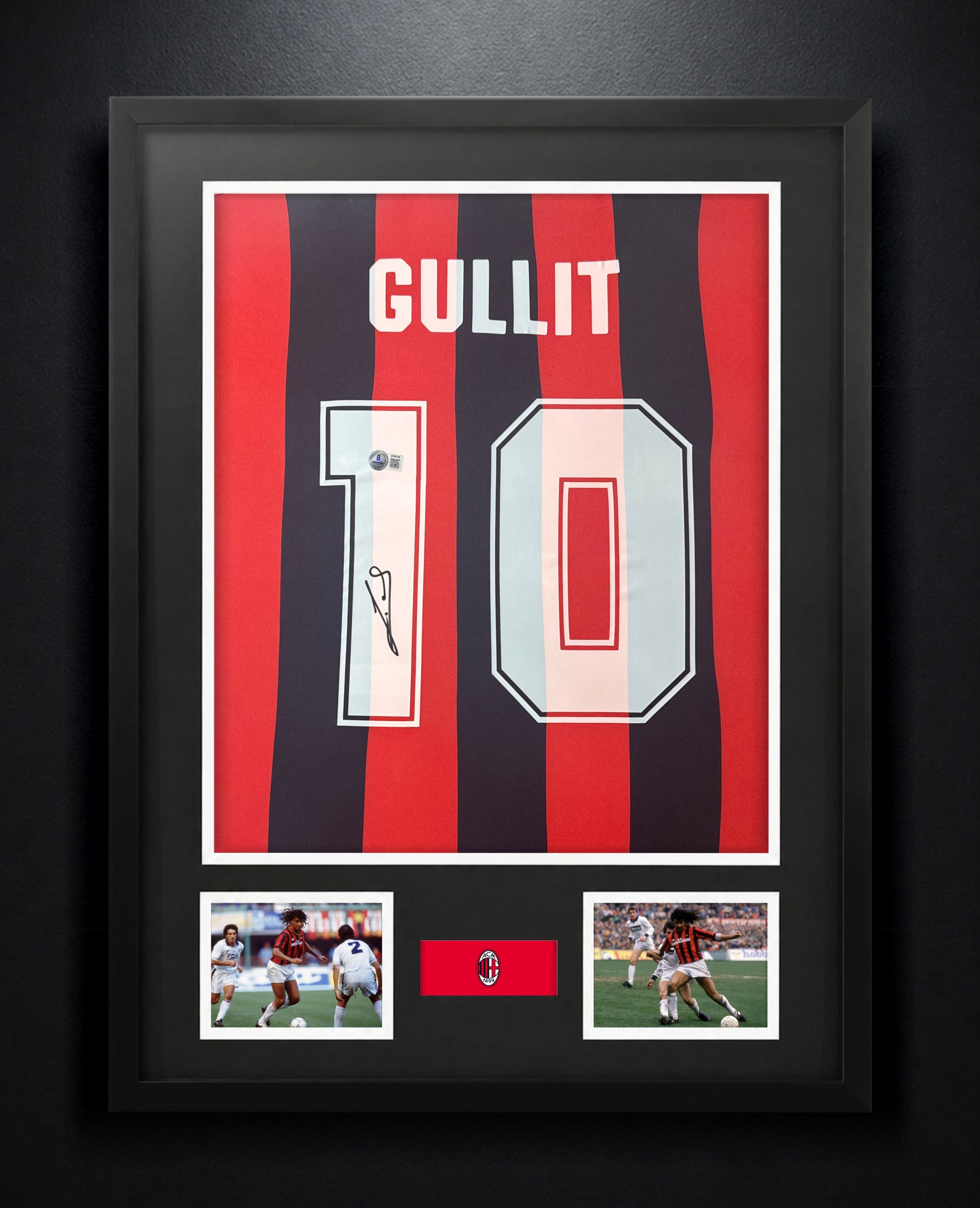 Ruud Gullit Signed AC Milan Adidas Jersey Framed Beckett COA - Photo of frame