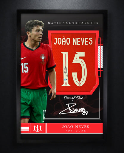 Joao Neves Signed Portugal Puma Jersey Framed Beckett COA - Photo of frame