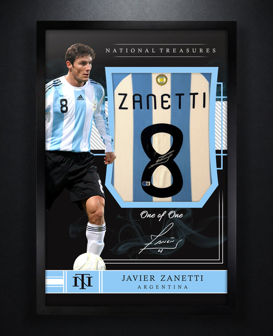 Javier Zanetti Signed Argentina Adidas Jersey Framed Beckett COA - Photo of frame