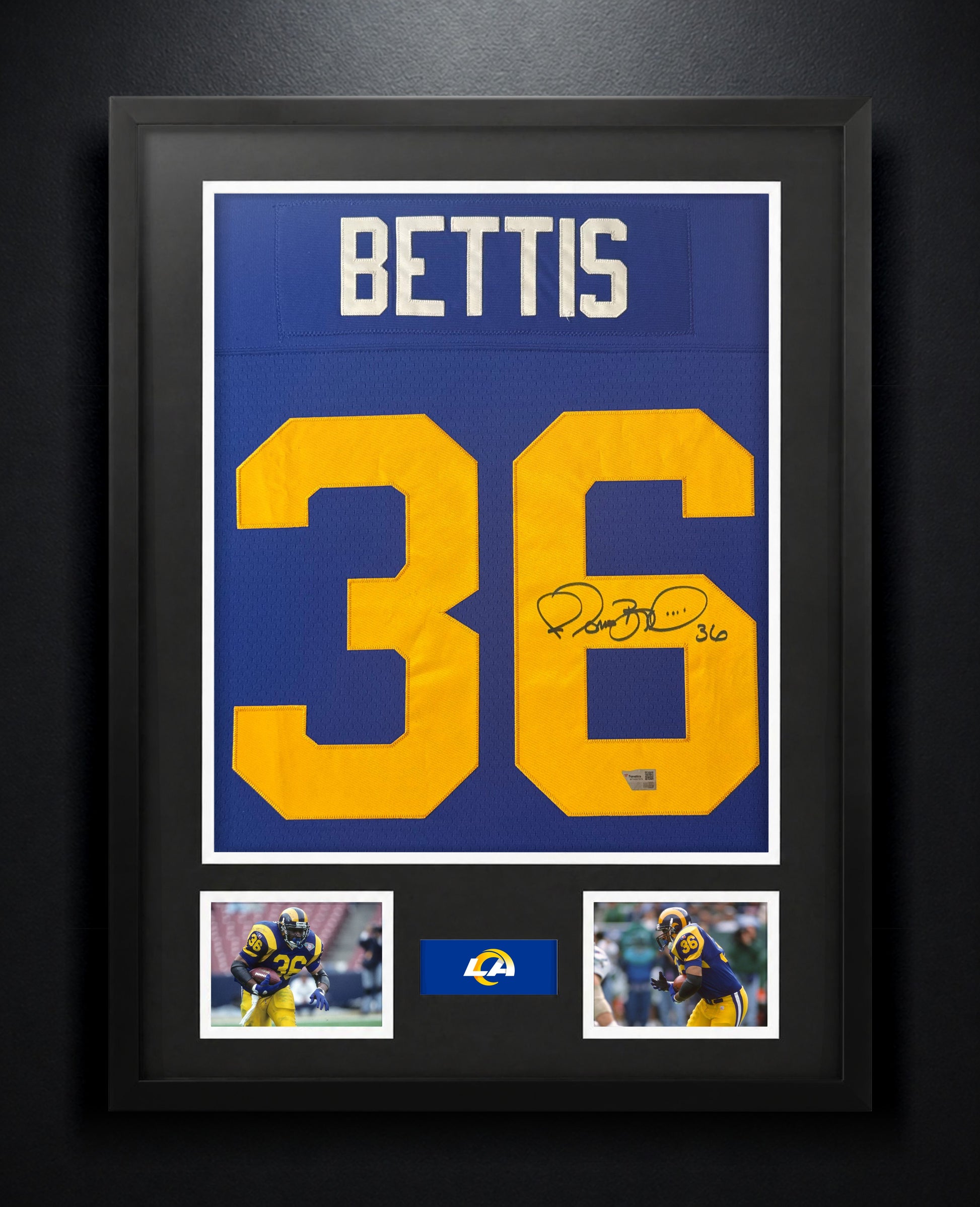 Jerome Bettis Signed Los Angeles Rams Mitchell & Ness Jersey Framed Fanatics COA - Photo of frame