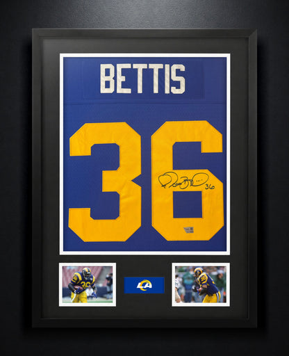 Jerome Bettis Signed Los Angeles Rams Mitchell & Ness Jersey Framed Fanatics COA - Photo of frame