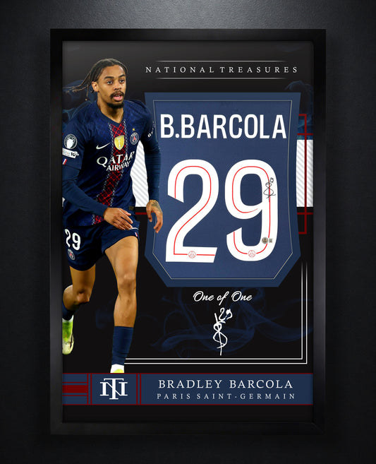 Bradley Barcola Signed PSG Nike Jersey Framed Beckett COA - Photo of frame