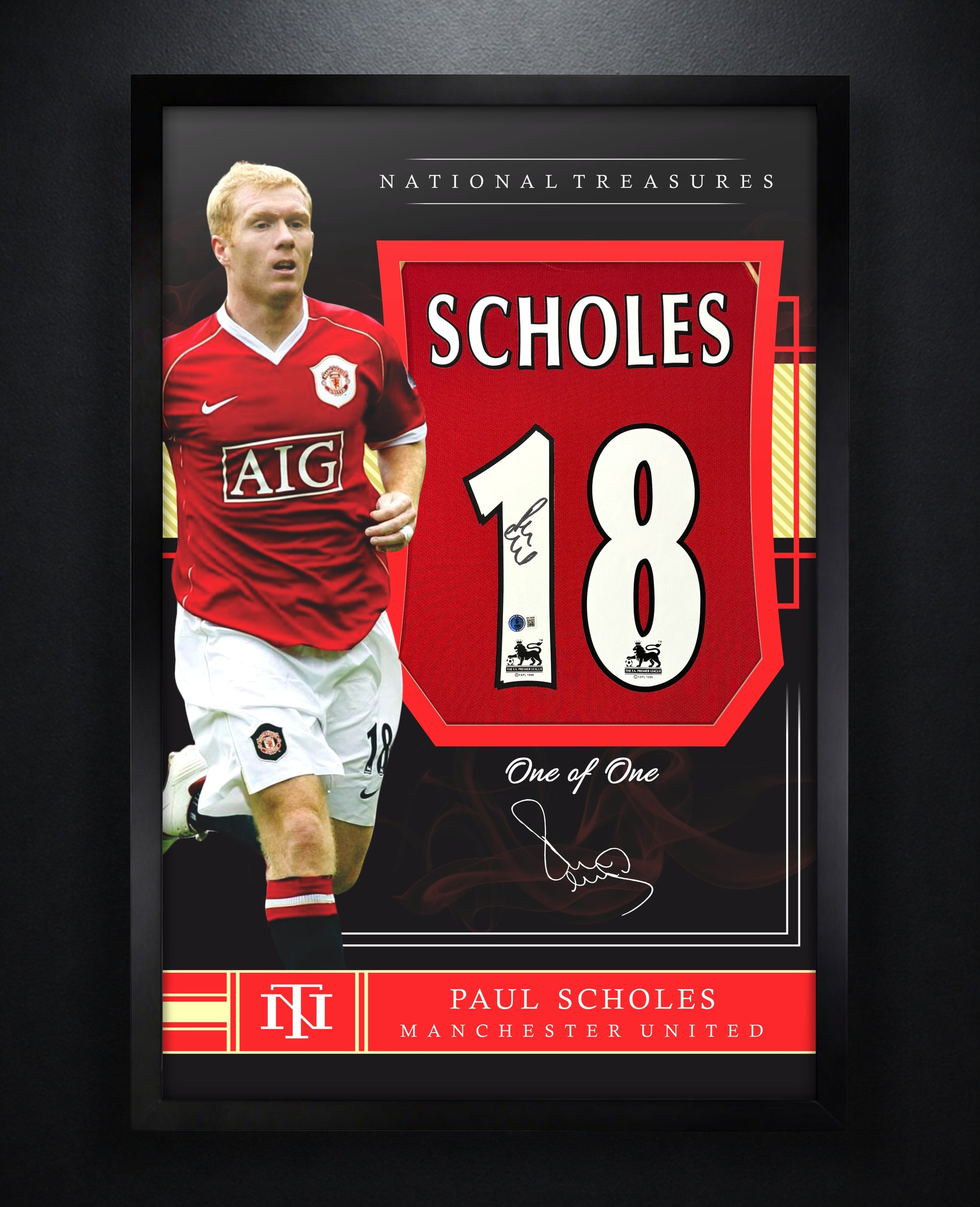Paul Scholes Signed Manchester United Nike Jersey Framed Beckett COA - Photo of frame