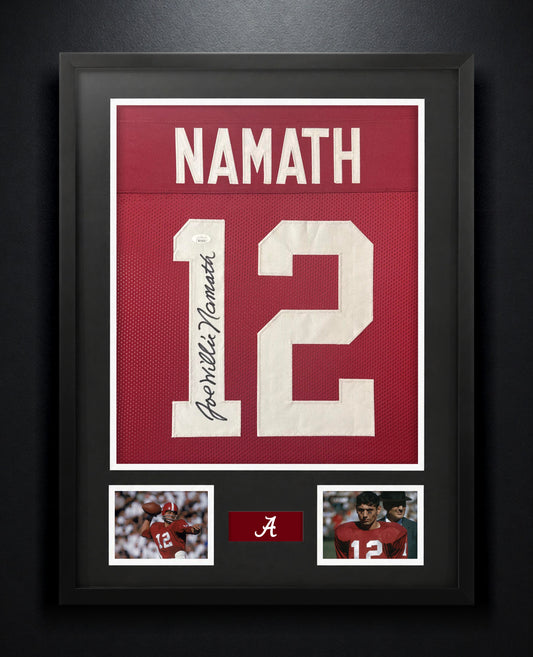 Joe Namath Signed Alabama Crimson Tide Jersey Framed JSA COA - Photo of frame
