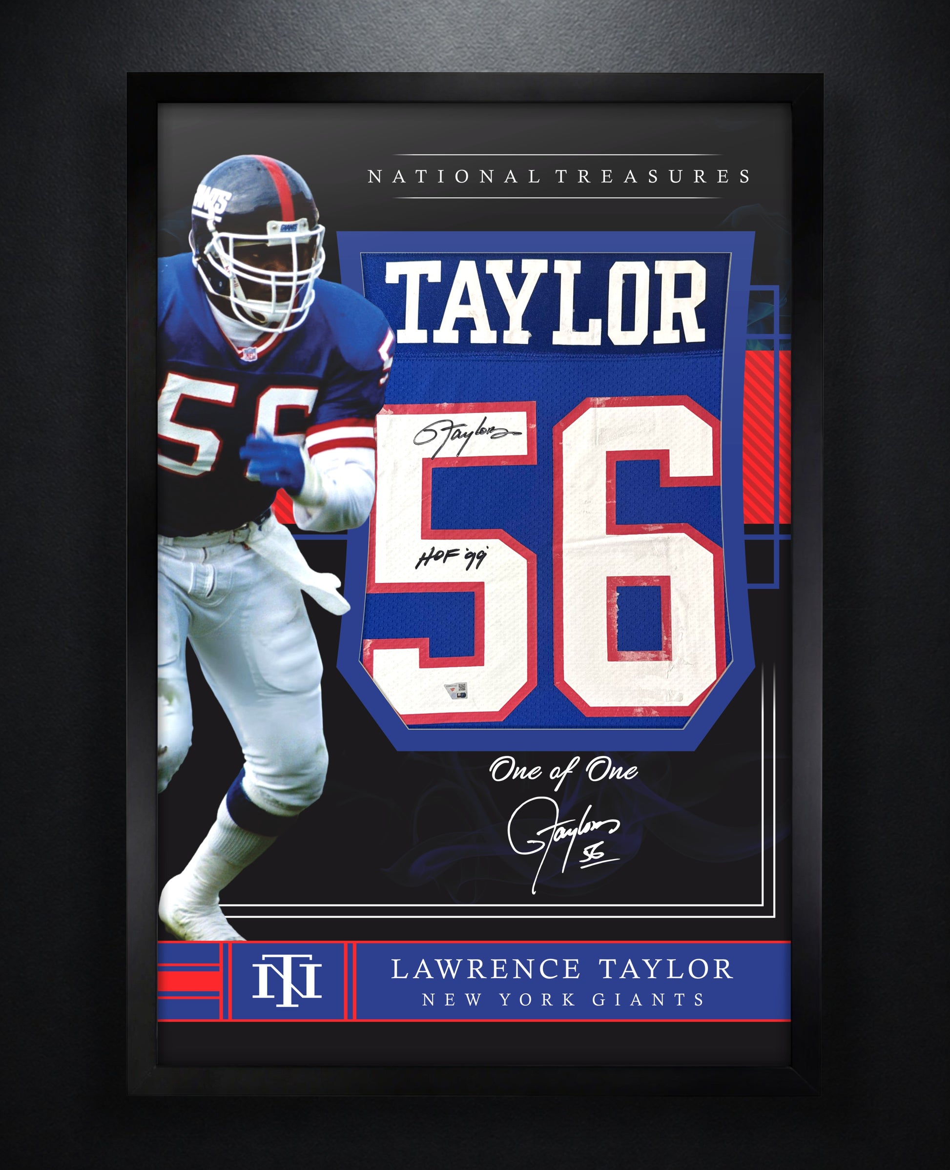 Lawrence Taylor Signed New York Giants Mitchell & Ness Jersey Framed Fanatics COA INSCRIBED - Photo of frame