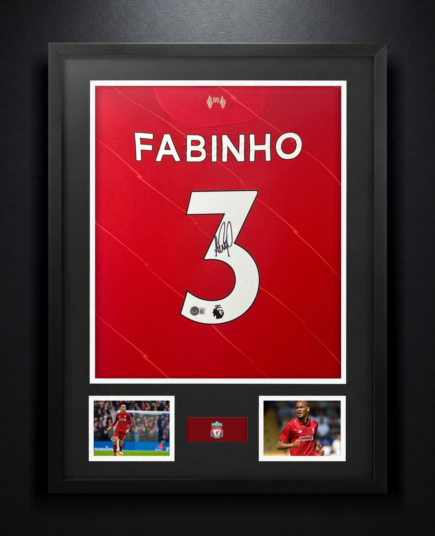 Fabinho Signed Liverpool FC Jersey Framed Beckett COA - Photo of frame