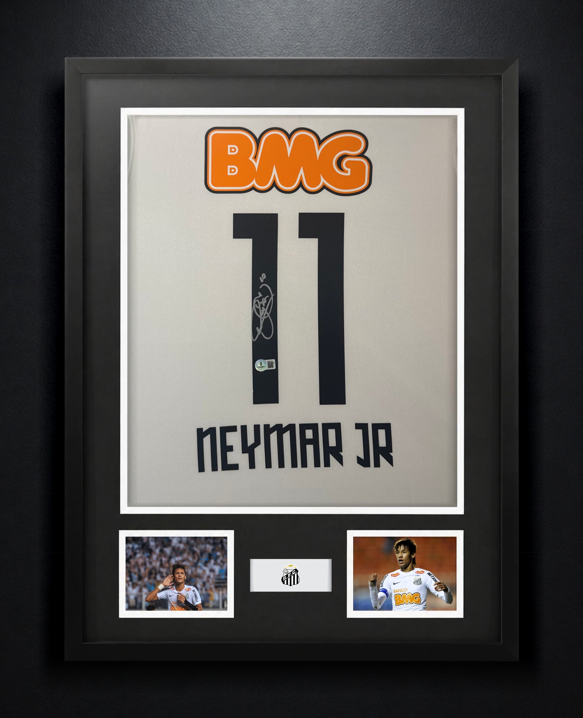 Neymar Jr Signed Santos FC Nike Jersey Framed Beckett COA - Photo of frame