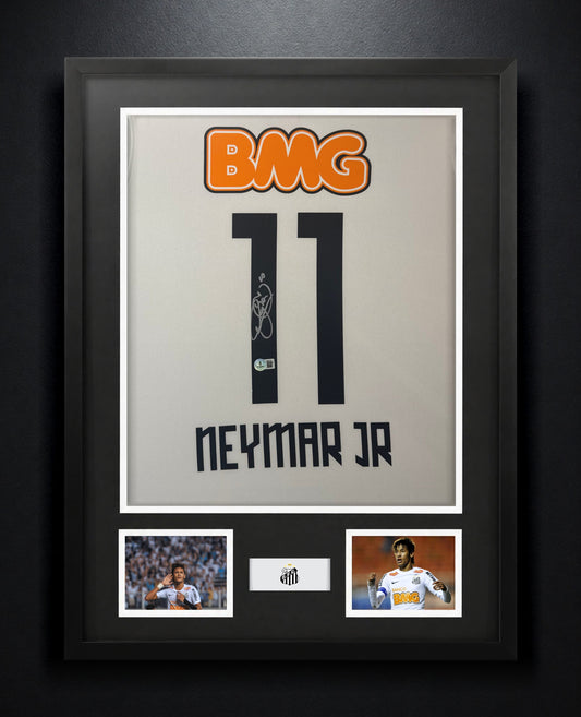 Neymar Jr Signed Santos FC Nike Jersey Framed Beckett COA - Photo of frame