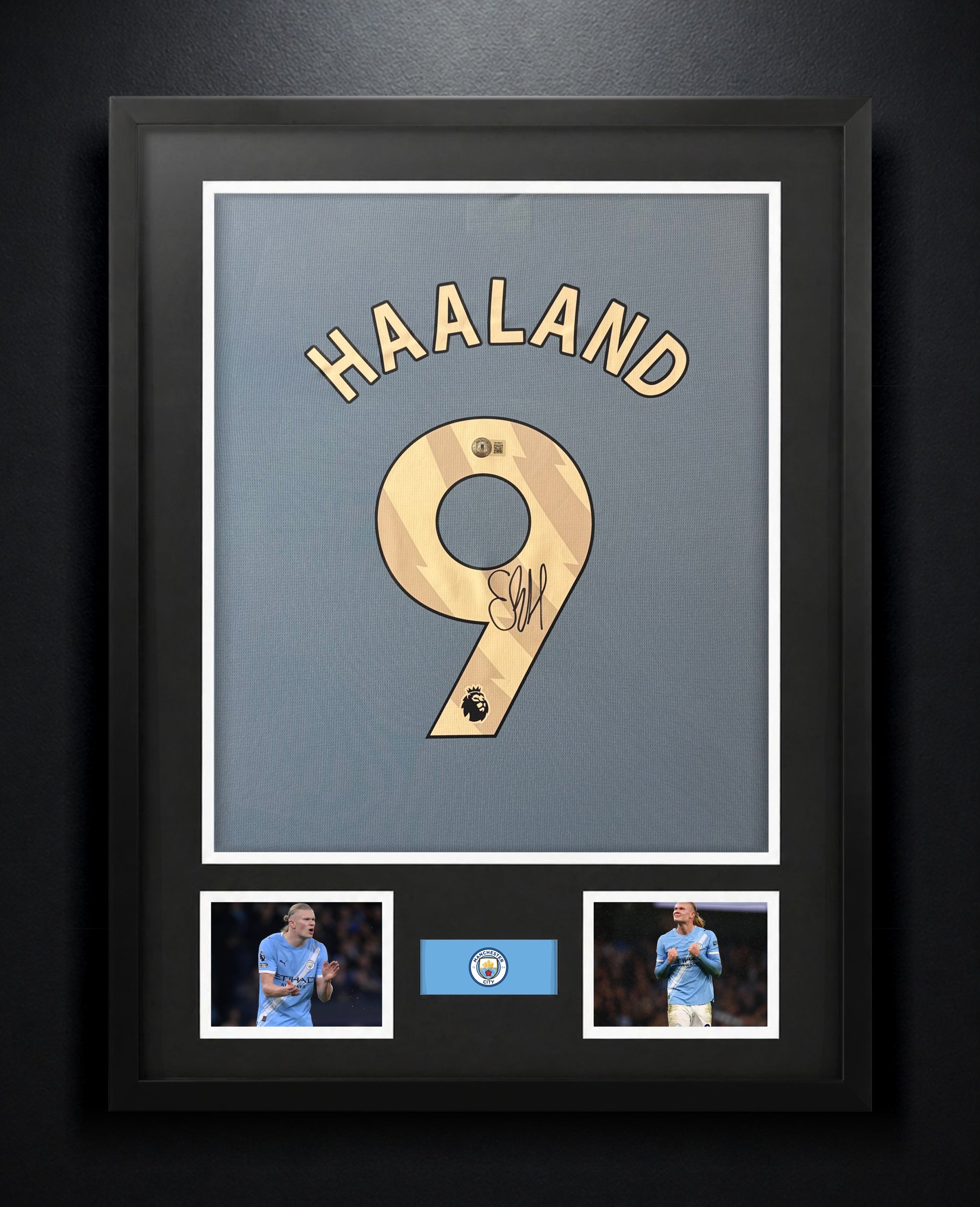 Erling Haaland Signed Manchester City Puma Jersey Framed Beckett COA - Photo of frame
