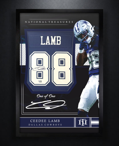 CeeDee Lamb Signed Dallas Cowboys Nike Jersey Framed Fanatics COA - Photo of frame