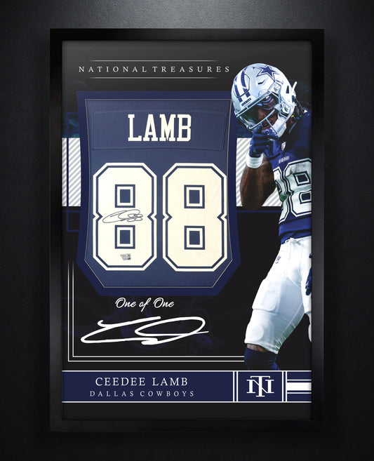 CeeDee Lamb Signed Dallas Cowboys Nike Jersey Framed Fanatics COA - Photo of frame