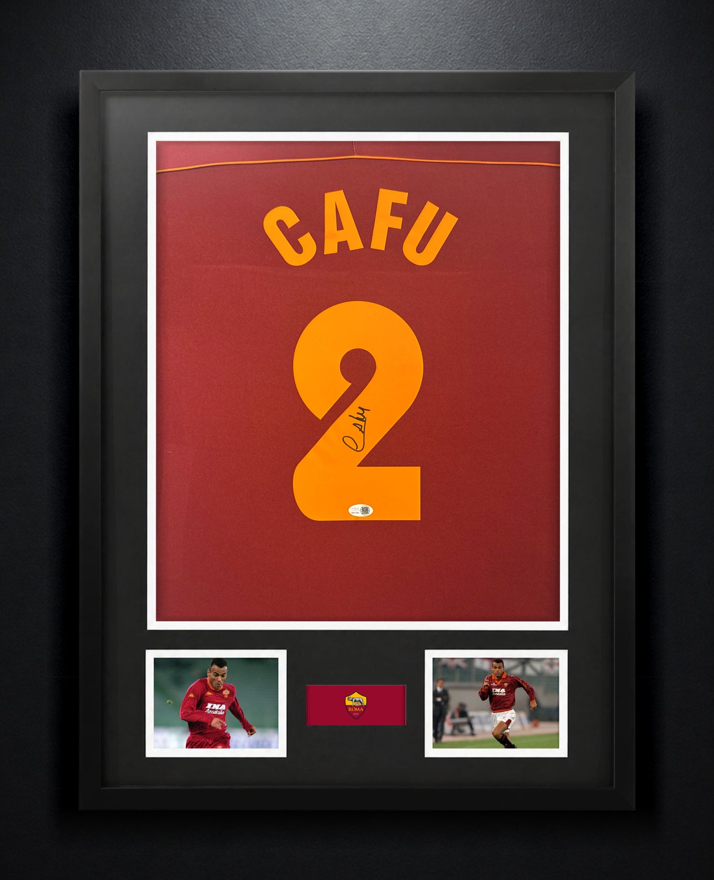 Cafu Signed AS Roma Diadora Jersey Framed JSA COA - Photo of frame
