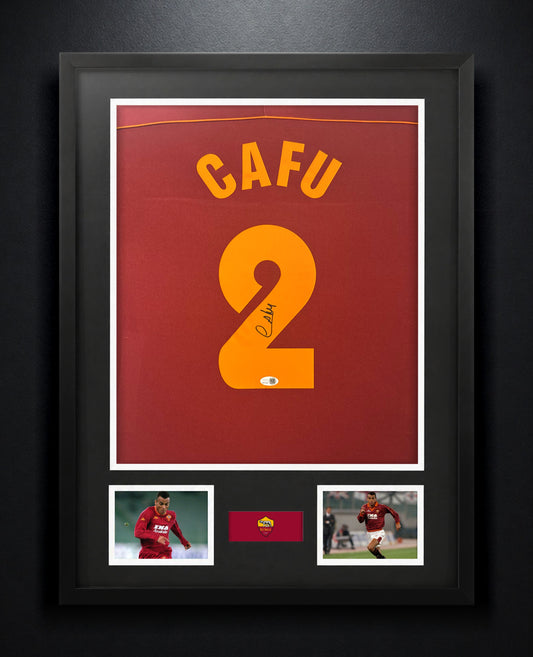 Cafu Signed AS Roma Diadora Jersey Framed JSA COA - Photo of frame