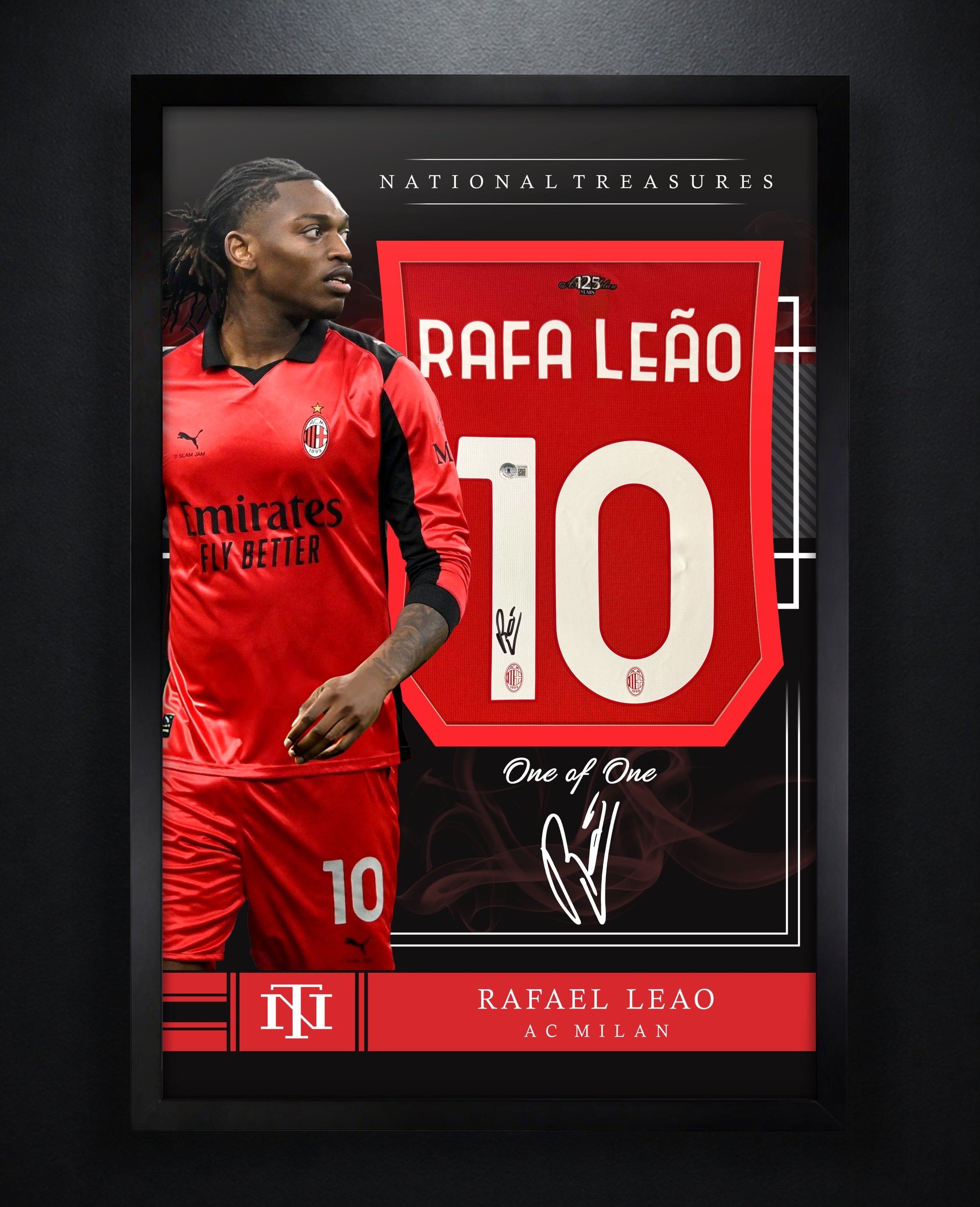 Rafael Leao Signed AC Milan Puma Jersey Framed Beckett COA - Photo of frame
