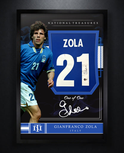 Gianfranco Zola Signed Italy Nike Jersey Framed Beckett COA - Photo of frame