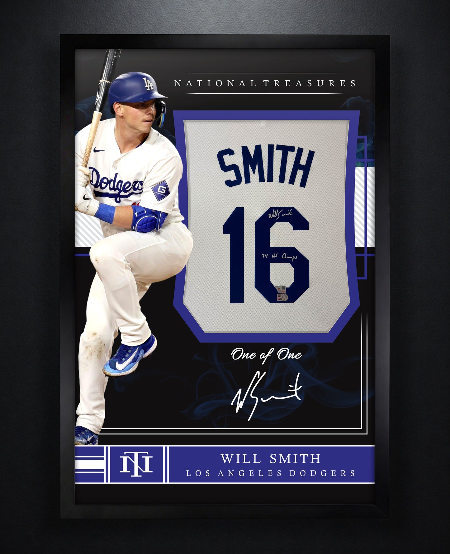 Will Smith Signed Los Angeles Dodgers Nike Jersey Framed Fanatics & MLB COA INSCRIBED - Photo of frame