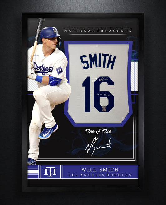 Will Smith Signed Los Angeles Dodgers Nike Jersey Framed Fanatics & MLB COA INSCRIBED - Photo of frame