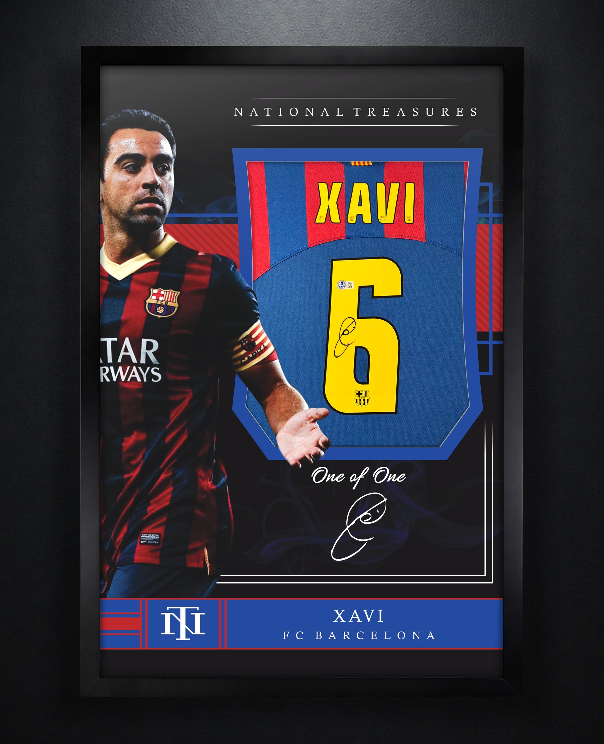 Xavi Hernández Signed FC Barcelona Nike Jersey Framed Beckett COA - Photo of frame