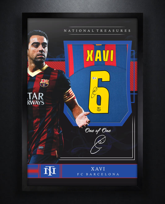 Xavi Hernández Signed FC Barcelona Nike Jersey Framed Beckett COA - Photo of frame