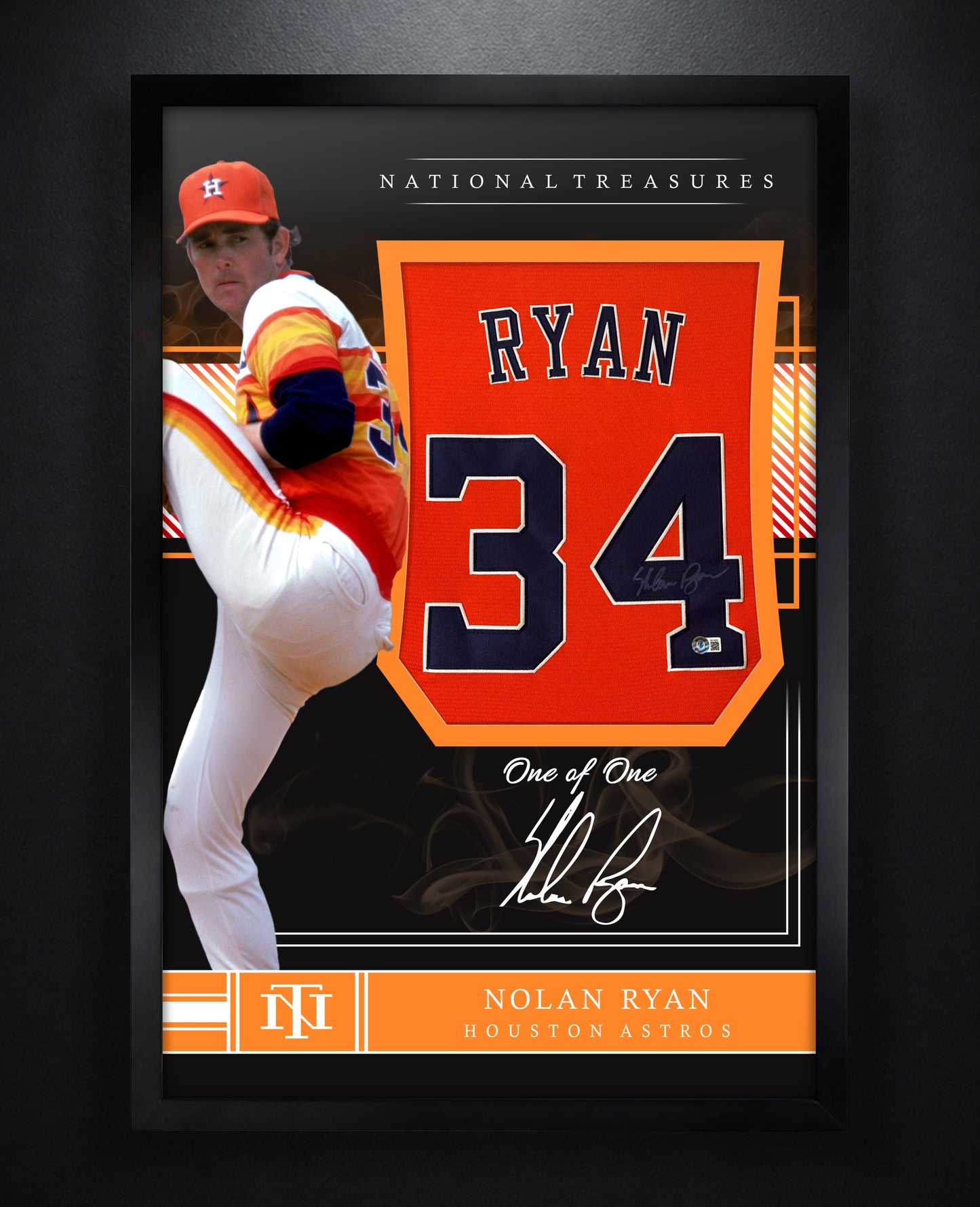 Nolan Ryan Signed Houston Astros Nike Jersey Framed Beckett COA - Photo of frame