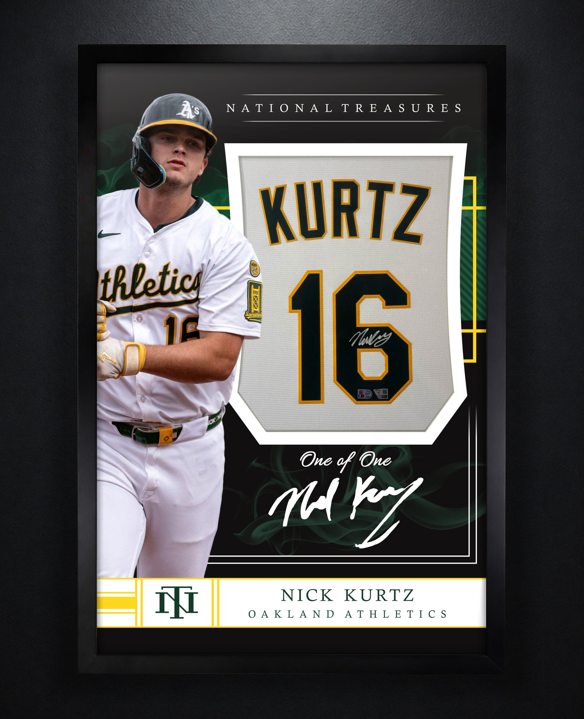 Nick Kurtz Signed Oakland Athletics Nike Jersey Framed Fanatics & MLB COA - Photo of frame