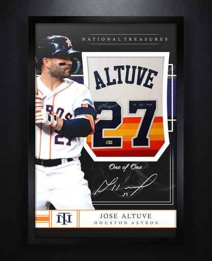 Jose Altuve Signed Houston Astros Jersey Framed Beckett COA INSCRIBED - Photo of frame