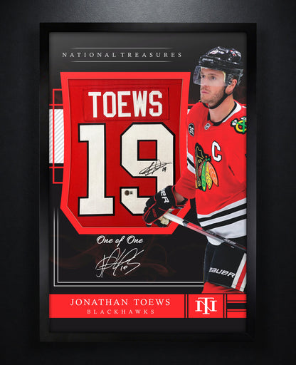 Jonathan Toews Signed Chicago Blackhawks Fanatics Jersey Framed Beckett COA - Photo of frame
