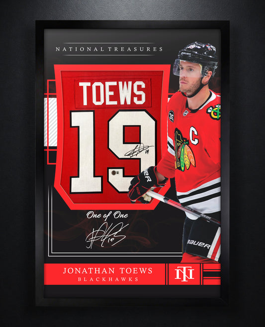 Jonathan Toews Signed Chicago Blackhawks Fanatics Jersey Framed Beckett COA - Photo of frame