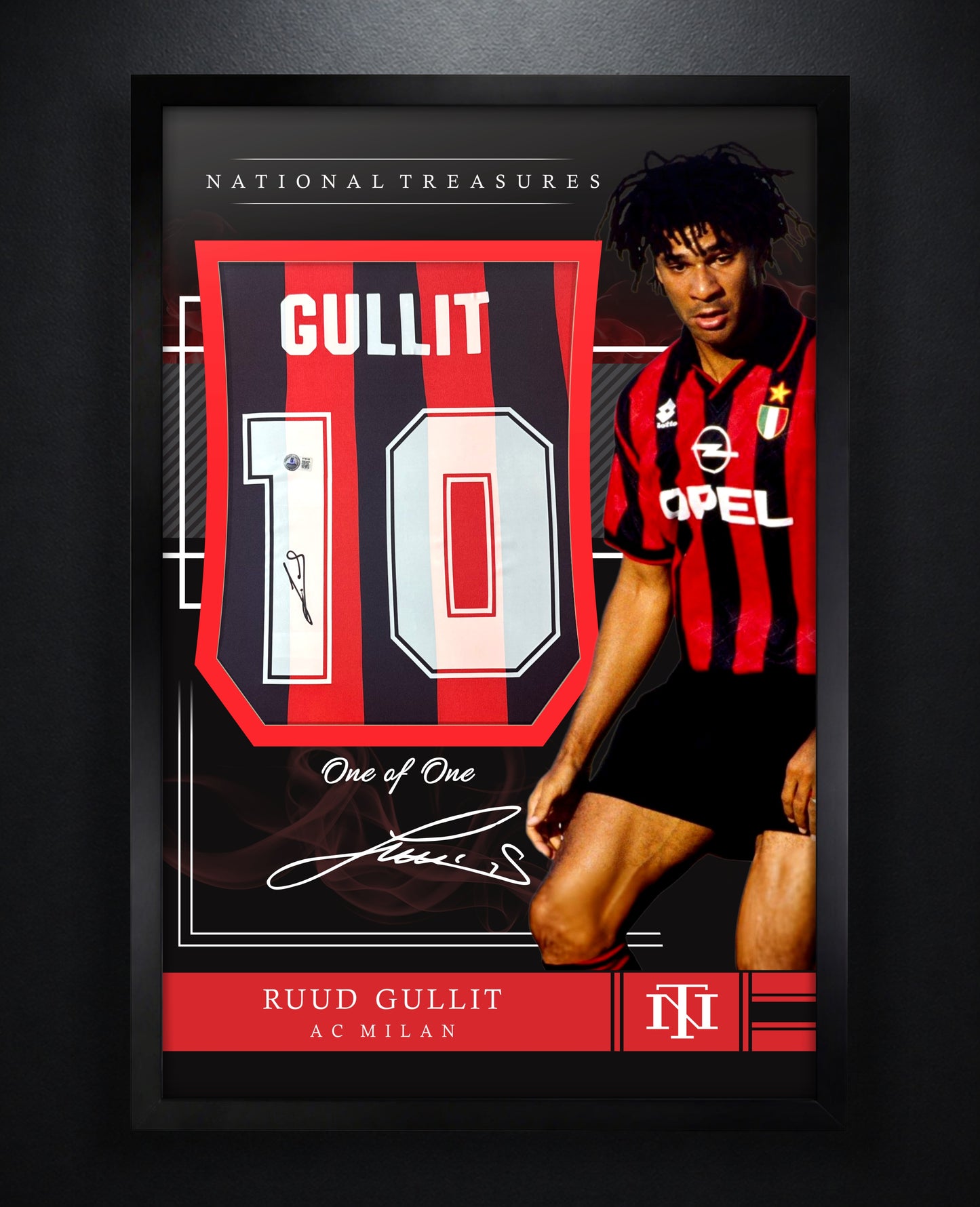 Ruud Gullit Signed AC Milan Adidas Jersey Framed Beckett COA - Photo of frame