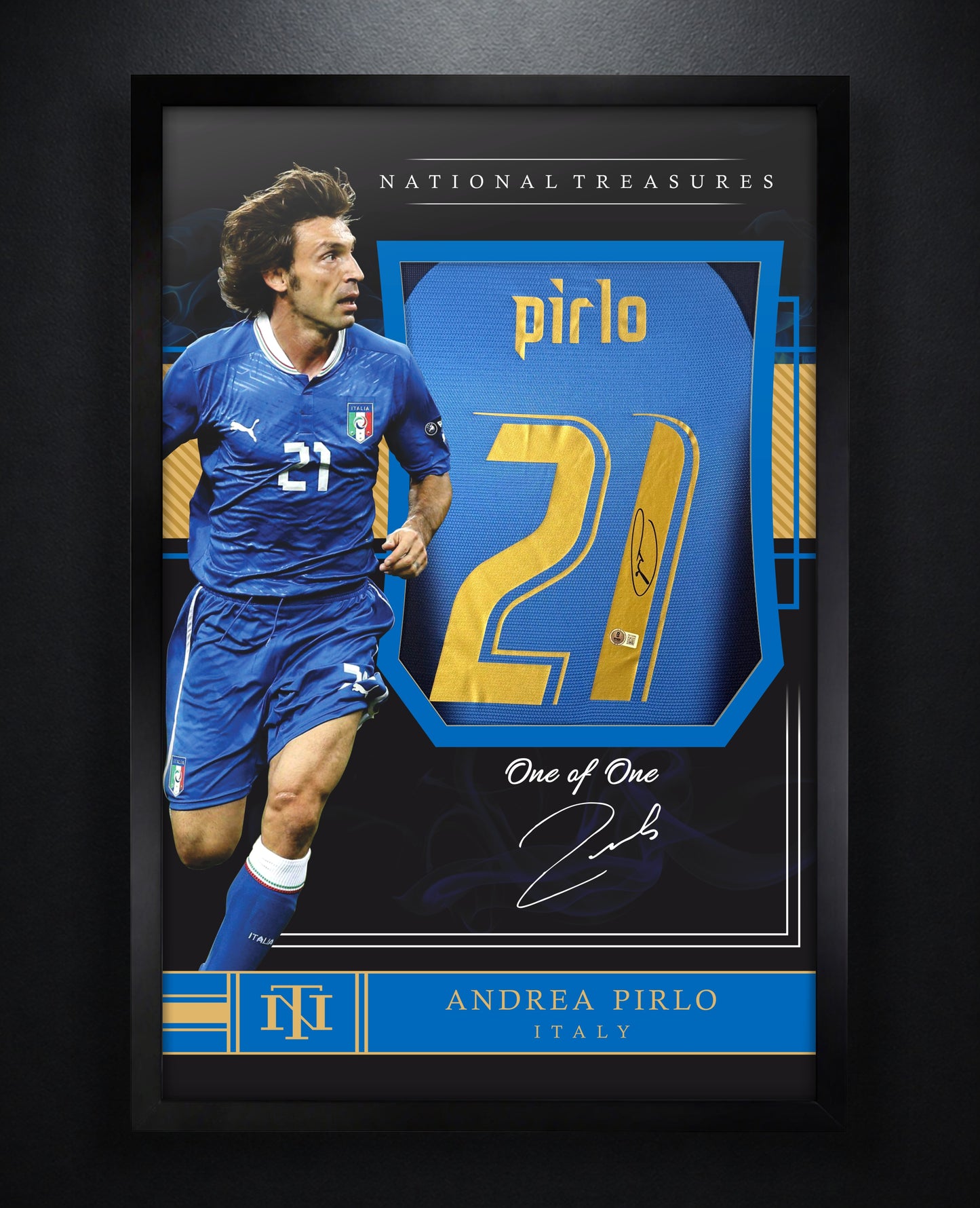 Andrea Pirlo Signed Italy Italy Jersey Framed Beckett COA - Photo of frame