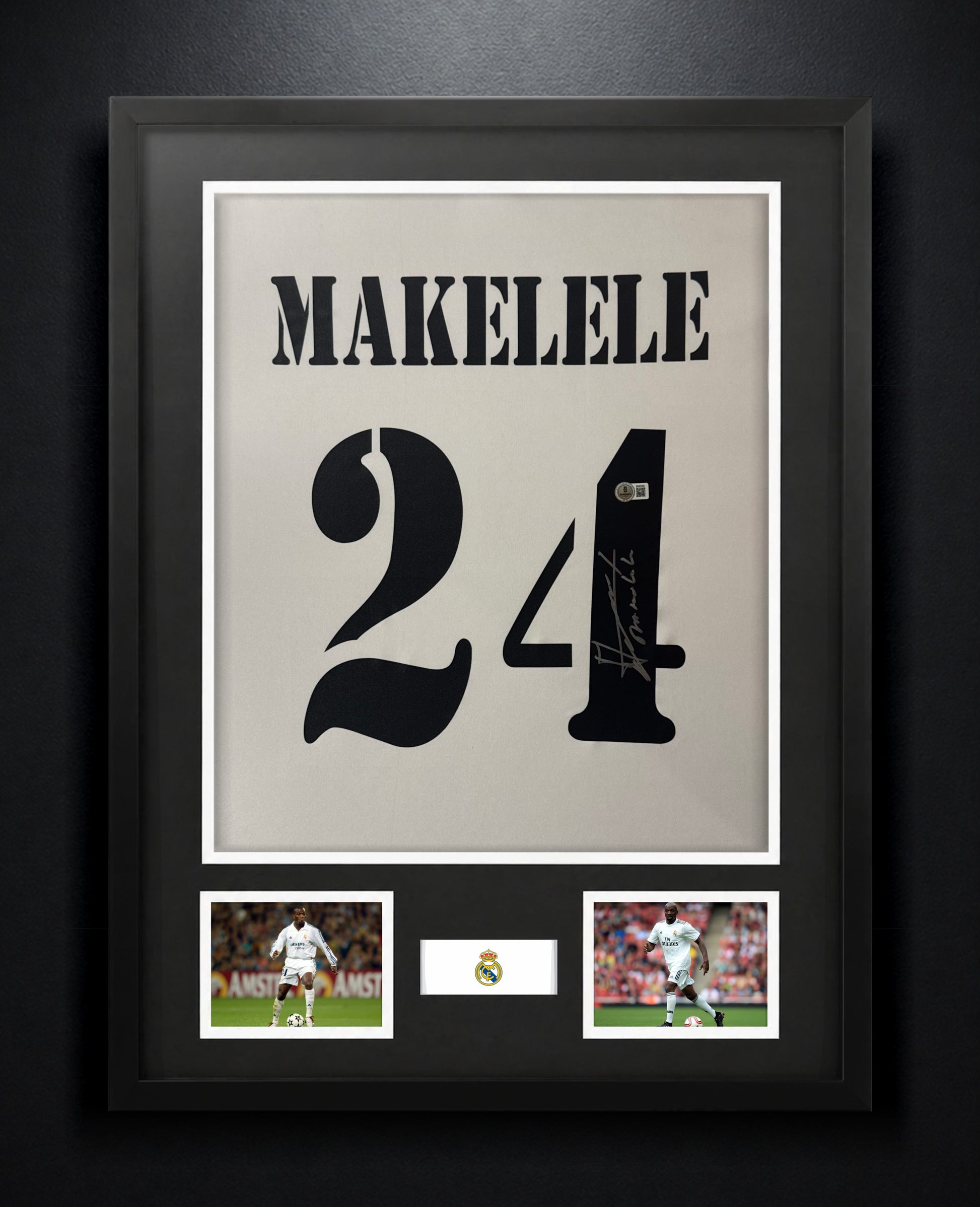 Claude Makelele Signed Real Madrid Adidas Jersey Framed Beckett COA - Photo of frame