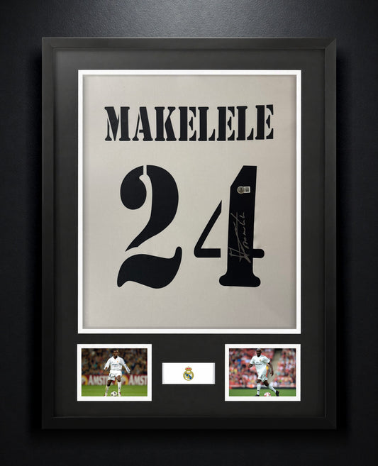 Claude Makelele Signed Real Madrid Adidas Jersey Framed Beckett COA - Photo of frame