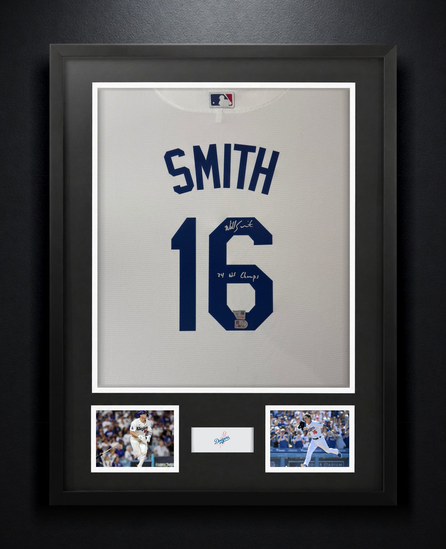 Will Smith Signed Los Angeles Dodgers Nike Jersey Framed Fanatics & MLB COA INSCRIBED - Photo of frame