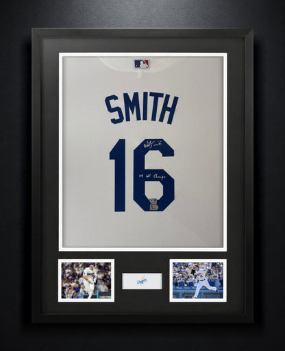 Will Smith Signed Los Angeles Dodgers Nike Jersey Framed Fanatics & MLB COA INSCRIBED - Photo of frame