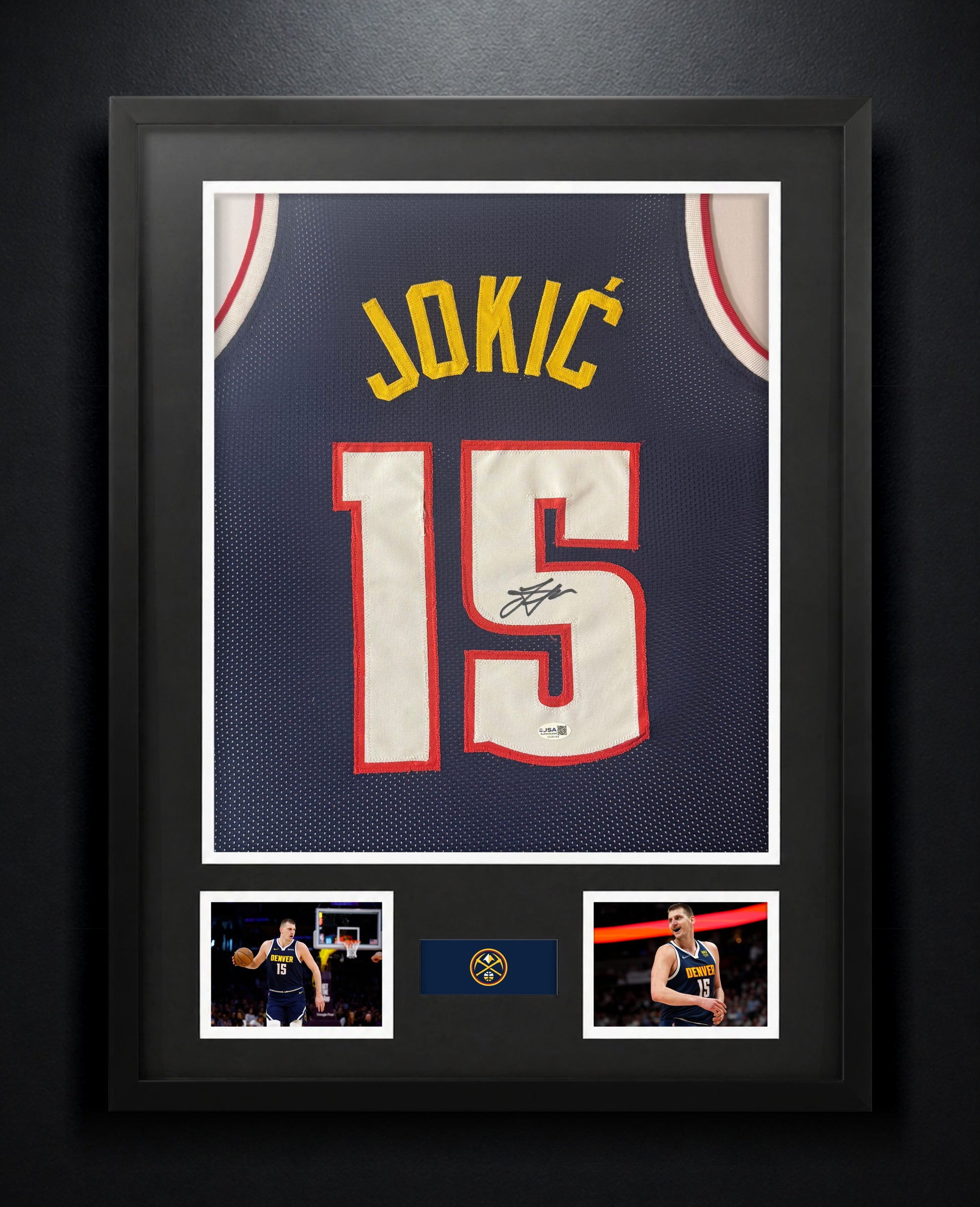 Nikola Jokic Signed Denver Nuggets Jersey Framed JSA COA - Photo of frame